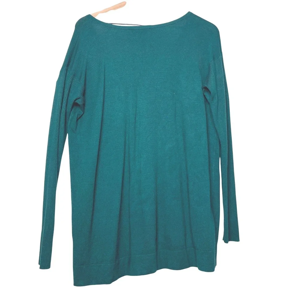 White House Black Market Green V Neck Long Sleeve Sweater Top‎ Size S